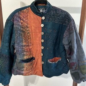 Zebra Boho Earthtoned Quilt-Like Jacket Size Large
